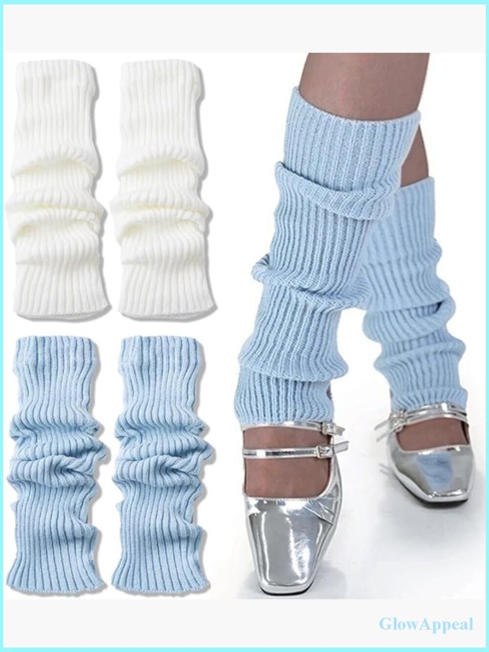Ribbed Knit Short Slouch Leg Warmers Knee High for Yoga Ballet Dance